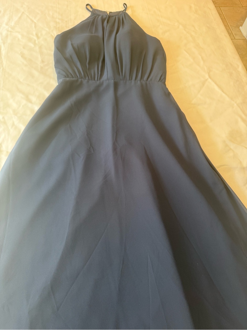 Bill Levkoff Navy Halter Maxi Dress